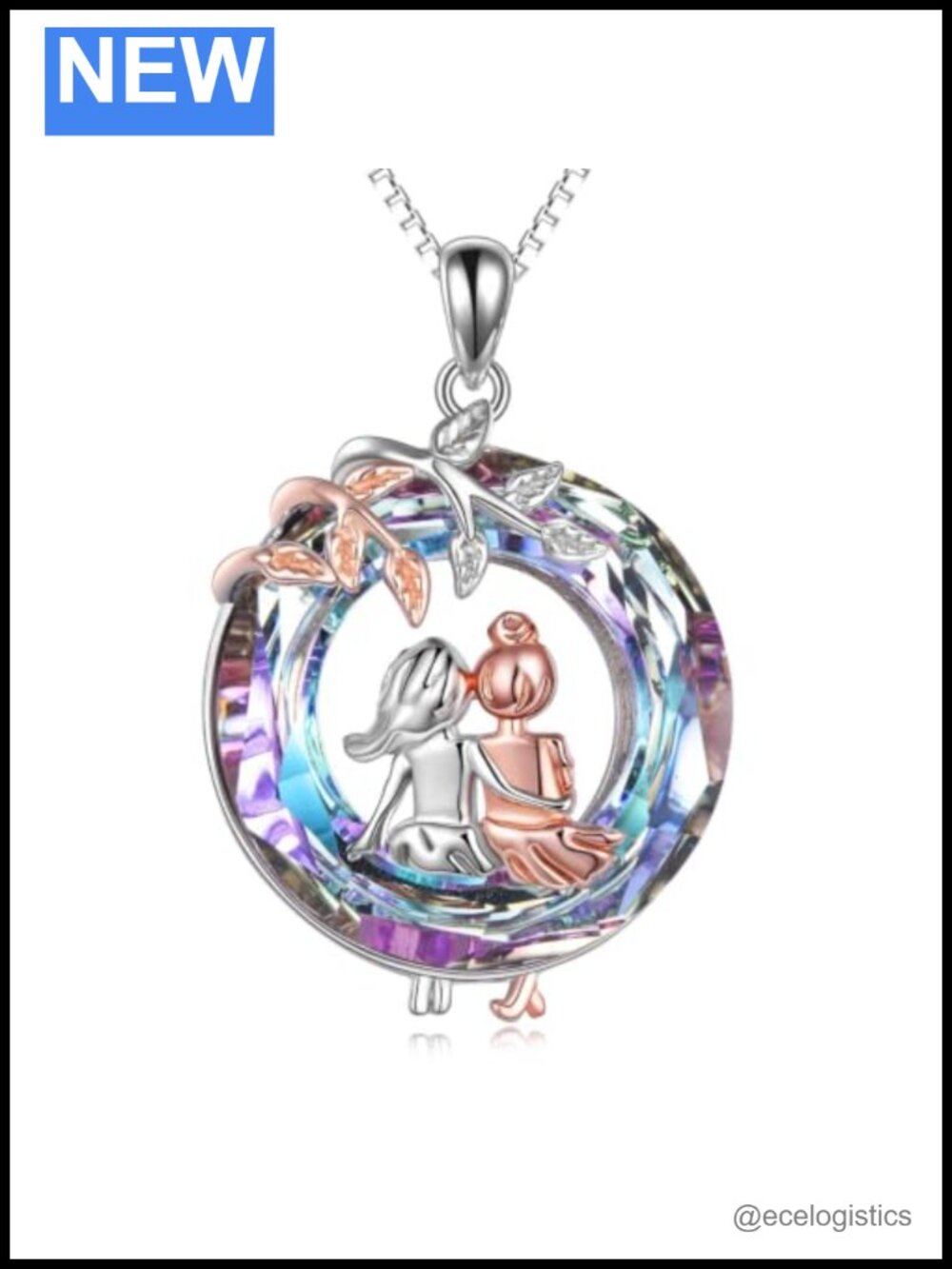 Sterling Silver Sister Necklace 18in Pendant Necklace for Women Gift